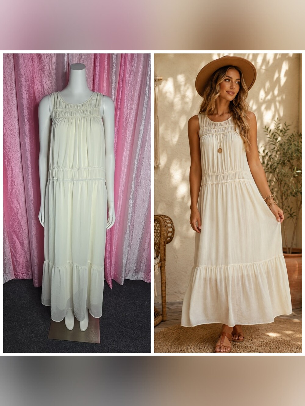 A New Day Cream Romantic Cottagecore Soft Ethereal Cruise Maxi Dress Size Medium